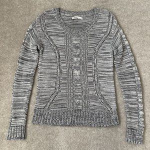 Old Navy Sweater Womens Medium Grey White Lightweight Casual Pullover Knit Top